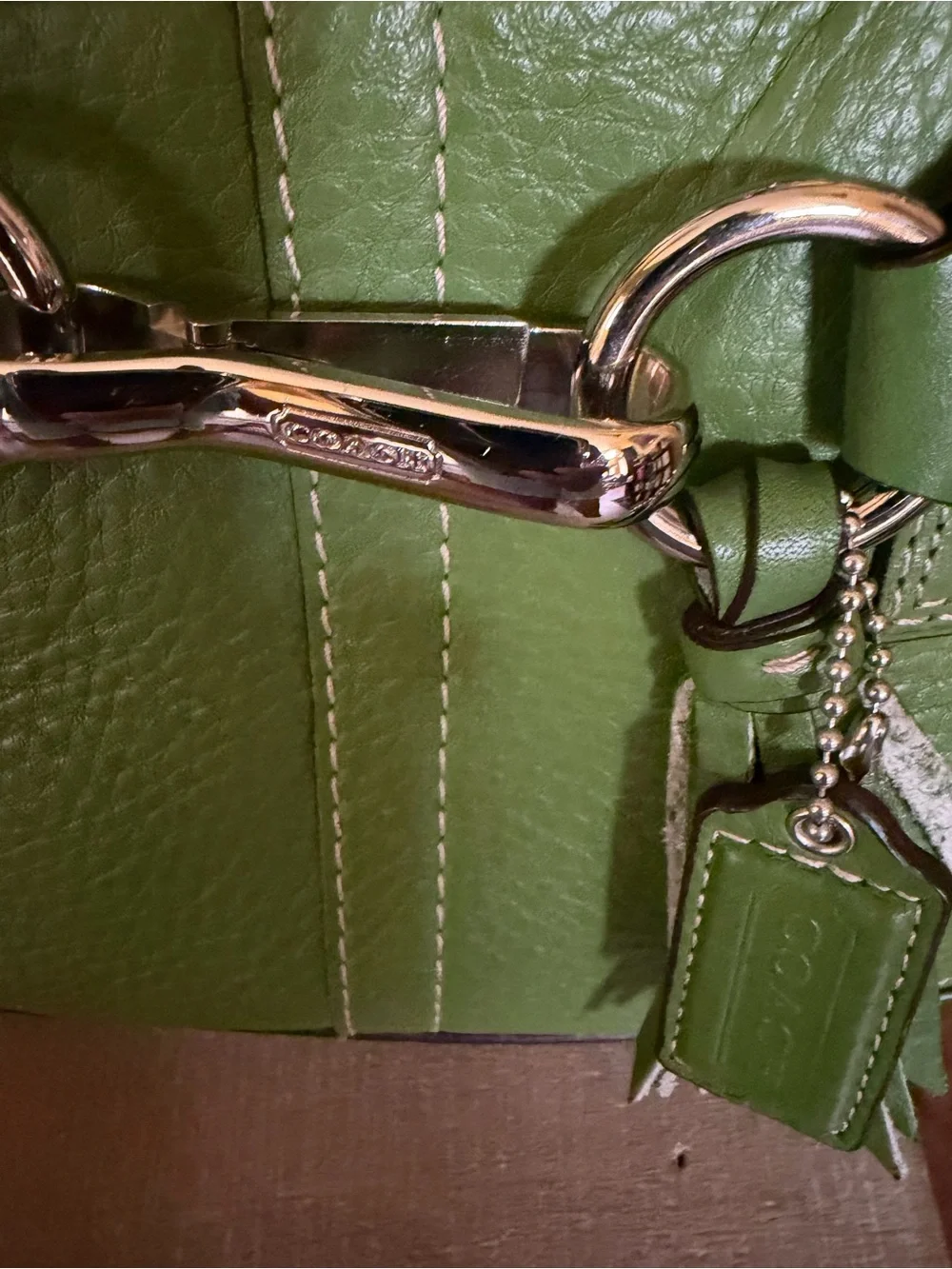 Coach Hampton Pebbled  Leather Shoulder Tote with Tassel and Horsebit